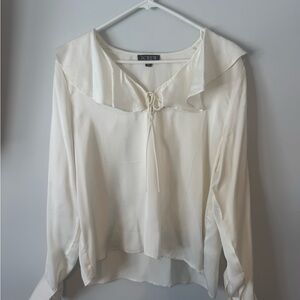 J. Crew Women's Ivory Blouse with Tie Detail